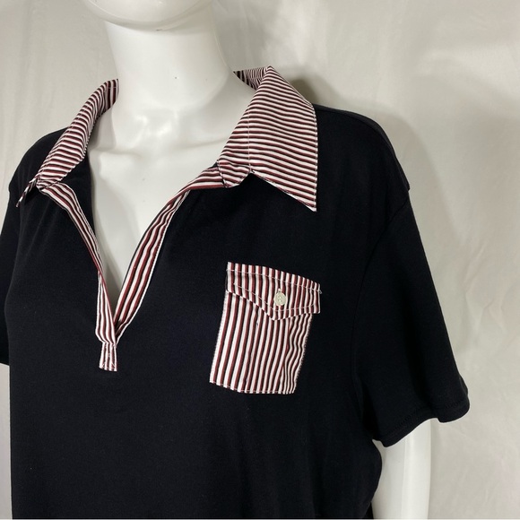 Fashion Bug Woman’s Striped Pocket & Collar Polo Shirt - Picture 7 of 7